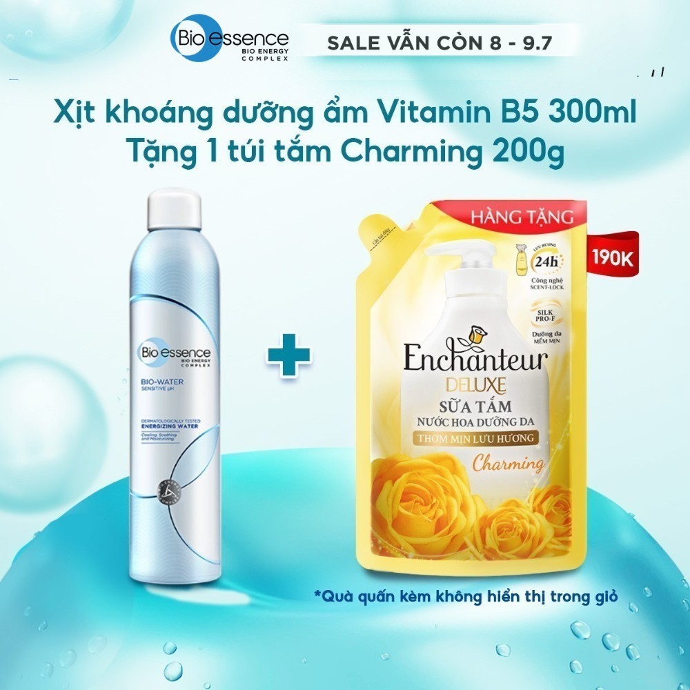 [TẶNG 1 TÚI SỮA TẮM 200g] Nước xịt khoáng dưỡng ẩm da Bio-Essence Bio-Water Water Energizing 300ml