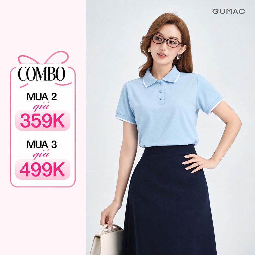 Áo Thun Polo Nữ GUMAC Form Suông Thiết Kế Cơ Bản Trẻ Trung Dễ Phối Đồ LPLF1209