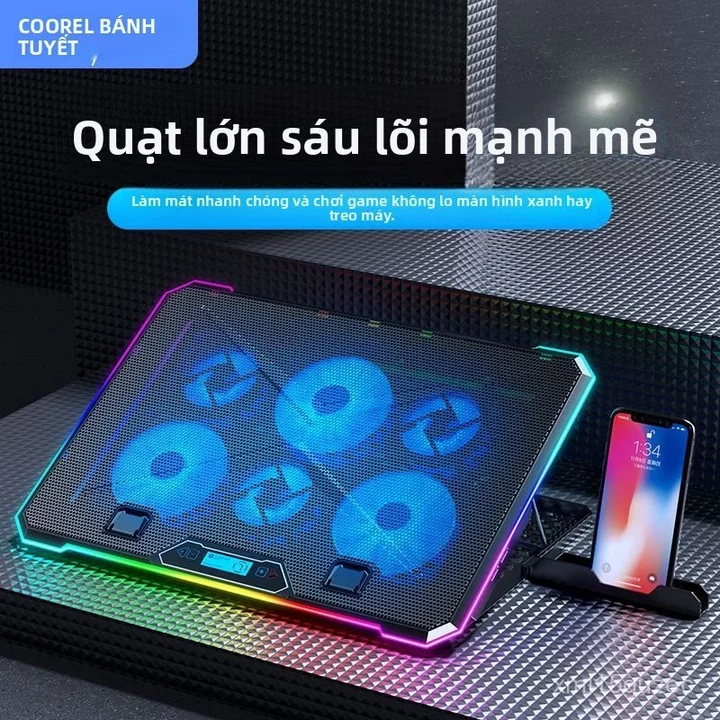 Đế tản nhiệt laptop mới Cooler Ice K15 tích hợp đèn LED RGB giá đỡ tản nhiệt cao cấp bán chạy giao nhanh