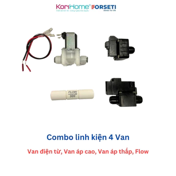 Combo Linh kiện máy lọc nước (BH 1 đổi 1) Van Điện Từ, Van Áp Cao, Van Áp Thấp, Van Flow Thải cho máy RO