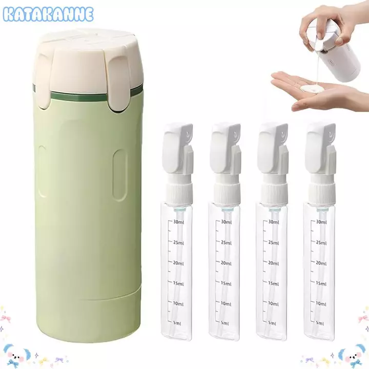 Chai đựng đồ du lịch KATAKANNE 4 trong 1, Chai đựng đồ vệ sinh du lịch miễn phí BPA có thể đổ lại, Di động có nhãn dán quy mô & nhãn Chai bơm chống rò rỉ Vòi hoa sen & Du lịch