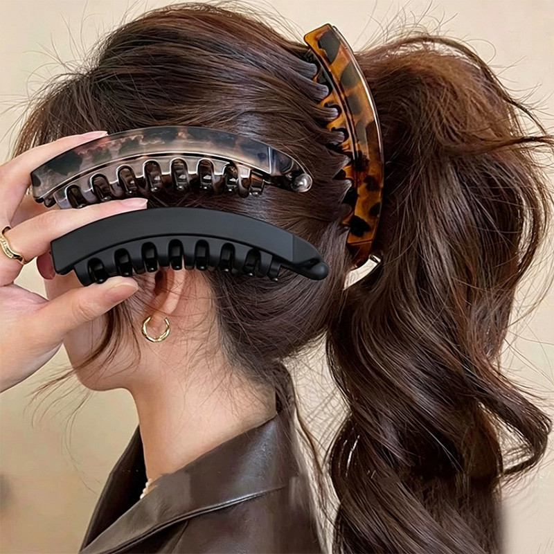 Kẹp Tóc Da Báo Chống Trơn Trượt Lớn Hàn Quốc Với Phong Cách Retro Và Đa Năng Kẹp Chuối Nữ Phụ Kiện Tóc
