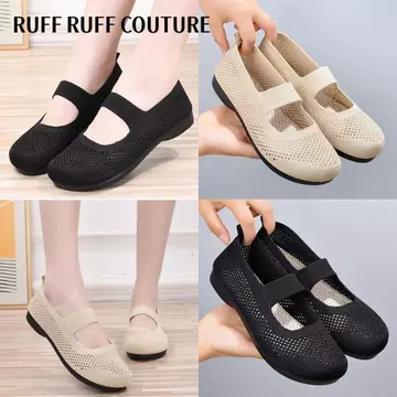 Giày đế bệt nữ RUFF RUFF CUFF COUTURE, Giày đế mềm thoáng khí trên giày đế vuông có thể gập lại, Giày đế mềm mùa hè rỗng cho mẹ Giày thường dành cho nữ