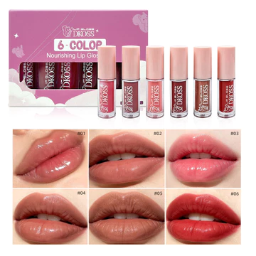 Màu hồng 6 gói Son dưỡng ẩm sáng bóng Son bóng Son bóng Son bóng Son bóng tự nhiên Mini Liquid Lipstick