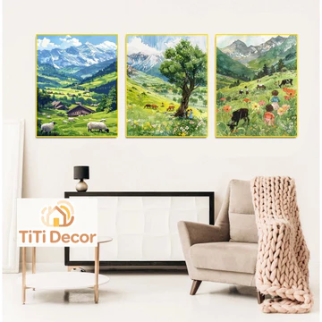 [HN] bộ 3 tranh phong cảnh tranh canvas treo tường decor trang trí phòng ngủ, phòng khách,phòng ngủ,phòng làm việc,..836