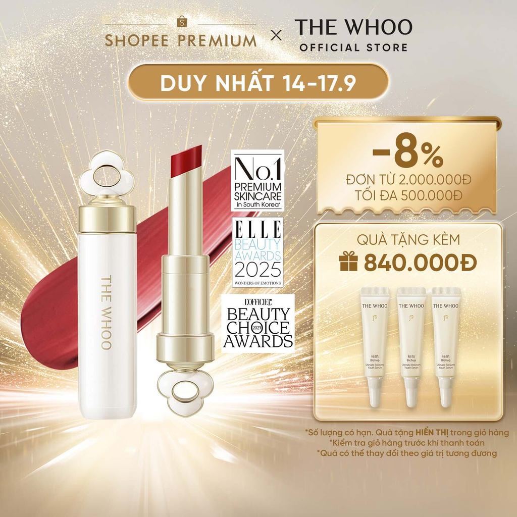[THE WHOO OFFICIAL] Son dưỡng môi có màu, giàu dưỡng chất The Whoo Essential Lip Glow Balm 3.3gr