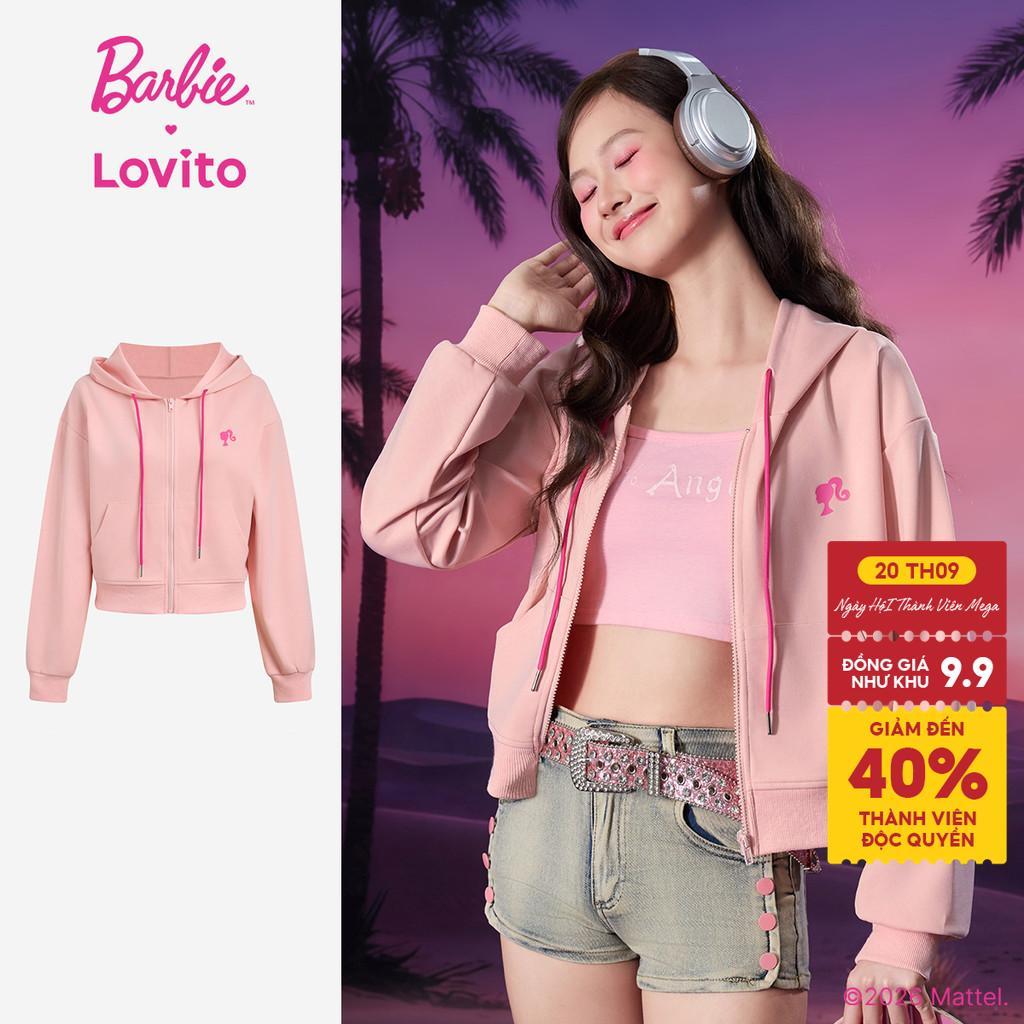 Barbie™ X Lovito Áo Khoác Nữ Hồng Đông/Thu Tay Dài Có Mũ Phối Màu Khóa Zipper LBL5AD022