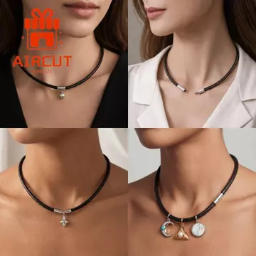 Vòng cổ dây bện YANGMING, màu đen có khóa Vòng cổ dây da, Mặt dây chuyền DIY chống thấm nước 45cm Dây chuyền dây chuyền dây chuyền nam nữ