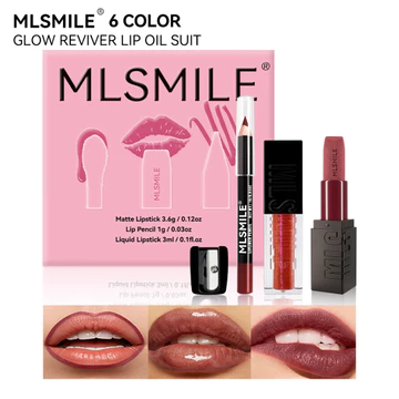 MLSMILE Matte Mix Set Lip Liner Gương Son Môi Chống Phai Màu Chống Dính Cốc Matte Son Môi Hộp Quà Tặng 7AJQ