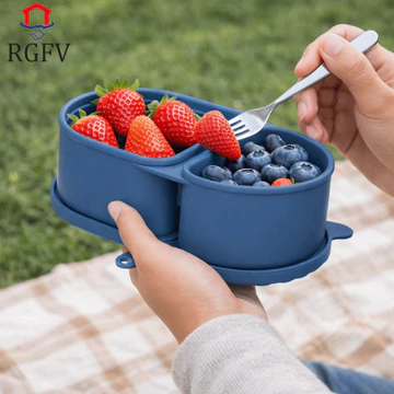 Hộp Cơm Trưa Silicon RGFV, Hộp Đựng Đồ Ăn Nhẹ Chống Rò Rỉ Cấp Thực Phẩm, Hộp Bảo Quản Thực Phẩm Màu Trơn Có Nắp Hộp Đựng Tươi Có Thể Tái Sử Dụng Hộp Đựng Đồ Ăn Nhẹ