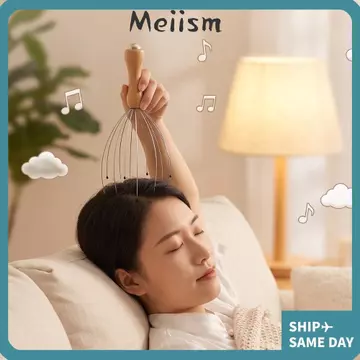 Máy mát xa đầu MEISM, Tay cầm bằng gỗ Máy mát xa da đầu dây kim loại linh hoạt, Đầu tròn linh hoạt Đầu mịn màng Tám khung móng vuốt Công cụ thư giãn da đầu Thư giãn da đầu