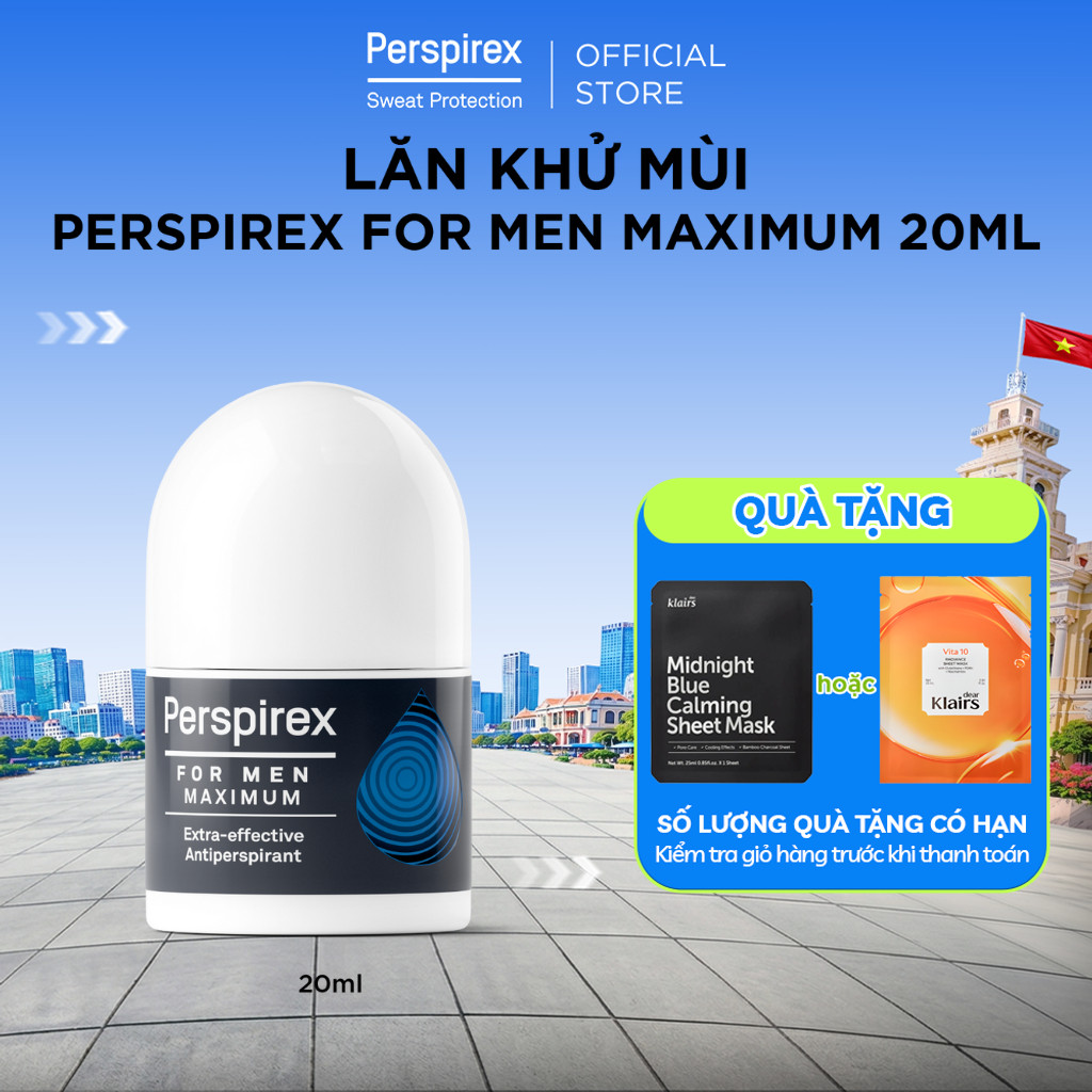 Lăn khử mùi Perspirex For Men Maximum cho nam giới 20ml Khử Mùi và Ngăn Mồi Hôi Hiệu Quả
