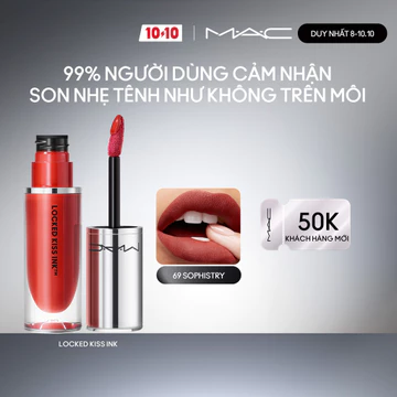 Son kem lì khóa màu MAC Locked Kiss Ink 24HR Lipcolour 4ml | Chống lem, mịn lì bền màu 24 giờ