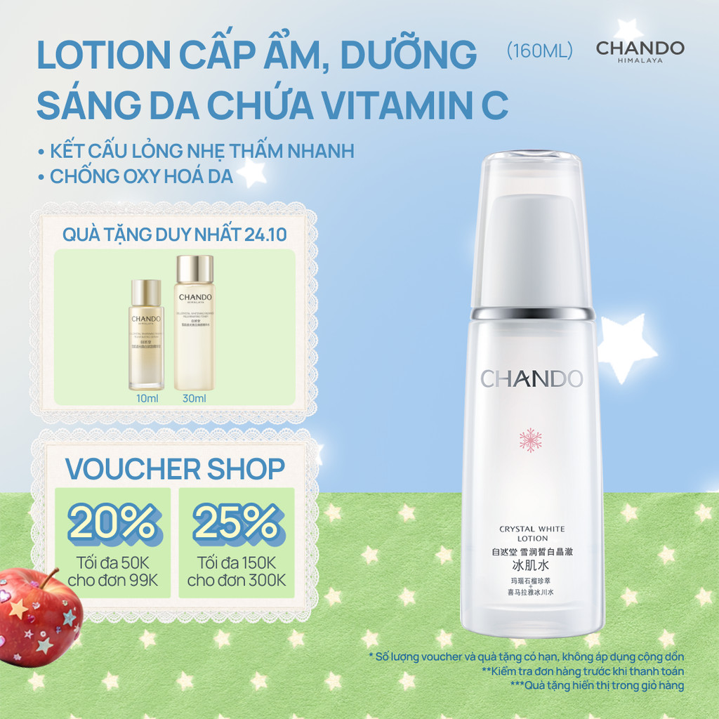 Dung dịch Dưỡng trắng & Cấp ẩm Pha lê CHANDO Himalaya 160ml (Lotion)