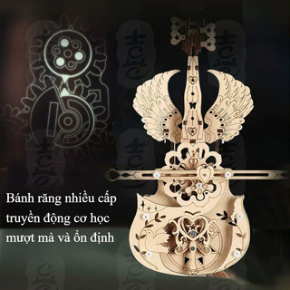 【BabyJoy】Hộp Nhạc Gỗ Lắp Ráp Đàn Violin Chuyển Động Độc Đáo,Bằng Gỗ Lắp Ráp Mô Hình Ba Chiều DIY Cello,Lắp ráp bằng tay