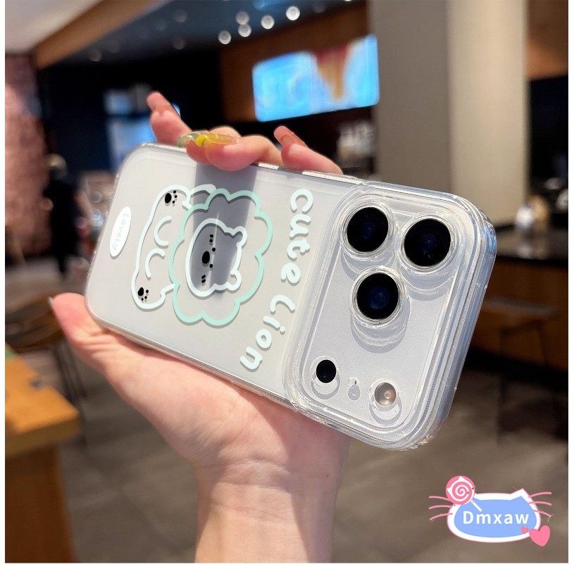 Ốp Điện Thoại Sư Tử Đường Dễ Thương Cho iPhone 17 Air 16 15 14 Plus 13 12 11 Pro Max XR XS Max X 8 7 6 6s Plus SE3 SE2 2022 2020 Vỏ Hoạt Hình Đơn Giản Kem Trắng Bảo Vệ Mềm Ốp Lưng