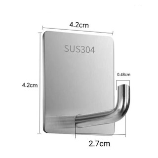 JKDESIGN 2 / 10 Chiếc Móc Dính, Treo Lưu Trữ Chống Thấm Nước Móc Thép Không Gỉ, Chịu Lực Chống Rỉ Móc Treo Tường Sử Dụng Gia Đình
