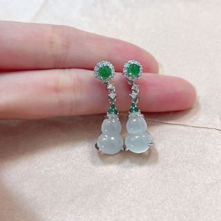 Bông Tai Retro Ngọc Hetian Trắng Chalcedony - Phong Cách Sang Trọng