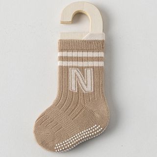 B1 (0-2 tuổi) Set 5 đôi tất chống trơn chữ N sọc ngang chất cotton mềm mại thấm hút mồ hôi cho bé trai và bé gái
