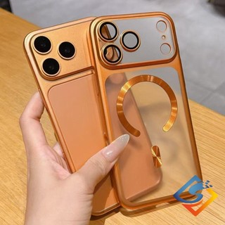 Ốp điện thoại từ tính họa tiết mờ màu cam vũ trụ cho IPhone 17 Pro Max 17 Pro 17Air 15 Pro Max 16 Pro Max Vỏ PC cứng mờ Vỏ chống sốc