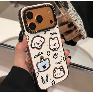 Ốp điện thoại đầu động vật nhỏ khung hình màu đen dễ thương cho iPhone 17 16 15 14 13 12 Pro Max chống sốc bảo vệ camera chống rơi bìa cứng