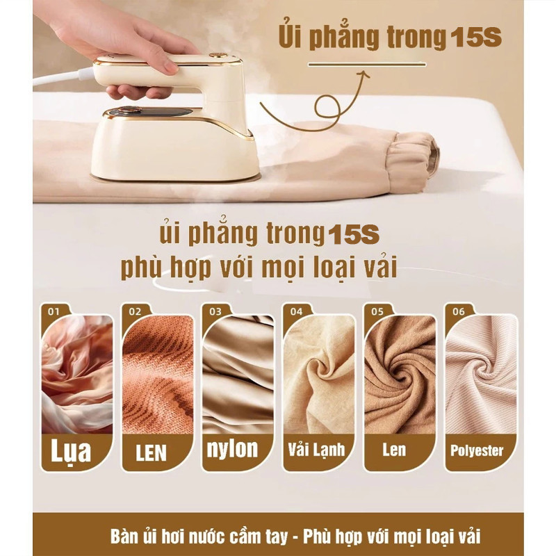 Bàn ủi hơi nước cầm tay Bản nâng cấp 2in1,Phù hợp với nhiều loại vải,Sử dụng được cả khô và ướt