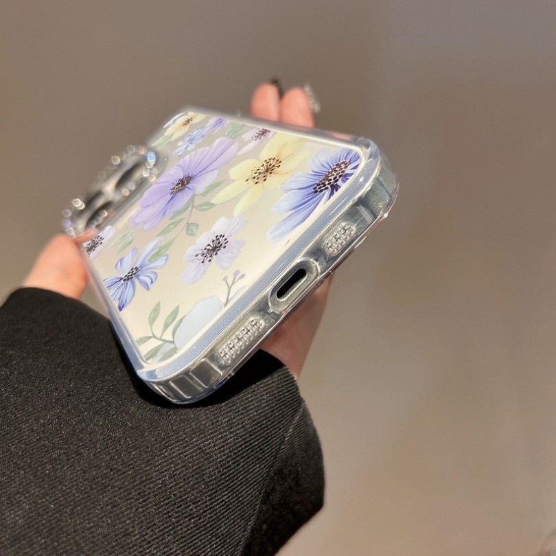 Ốp điện thoại trong suốt họa tiết chim hoa xanh cho Motorola Moto Edge 50 60 Fusion 40 NEO G22 E32 G G75 G15 Power G05 E15 S50 E22 E22i E20 E30 E40 E13Casing Vỏ kim cương giả chống rơi