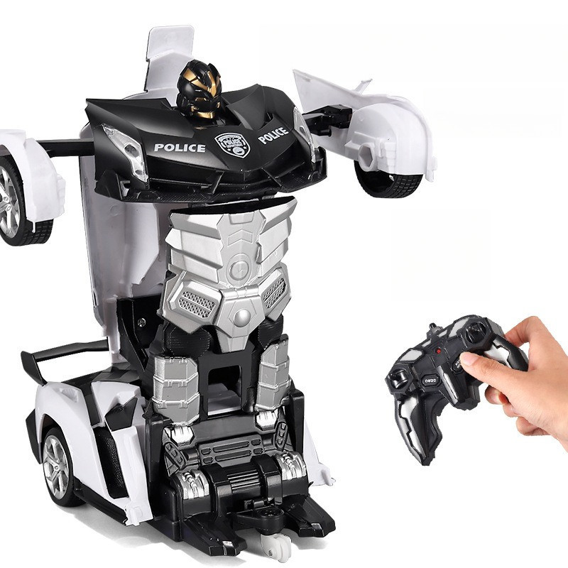 Xe Ô Tô Điều Khiển Từ Xa, Biến Hình Thành Robot, có đèn quay 360 độ, Tặng đầy đủ phụ kiện