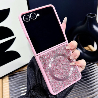 Ốp Kim Cương Lấp Lánh Cho Samsung Galaxy Z Flip 7 Flip 7FE Z Flip 6 Z Flip 5 Z Flip 4 Z Flip 3 Từ Tính Sạc Không Dây Vỏ Chống Sốc