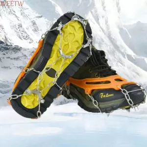 WEETW 1 Cặp Giày Crampons Cleats Dây Xích, Thép không gỉ Đen / Cam 8 Răng Thép Ice Gripper, Phong Cách Mới Che Giày Chống Trượt Một Kích Thước Phù Hợp Với Tất Cả Giày Trượt Tuyết Chống Trượt Tuyết