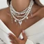 THEGIRL8B Dây chuyền xương đòn nhiều lớp, Vòng cổ tua rua giả không đều thanh lịch, Sự kiện đám cưới Trái tim tan vỡ Thiết kế sang trọng Màu bạc Drop Choker Tiệc Dịp