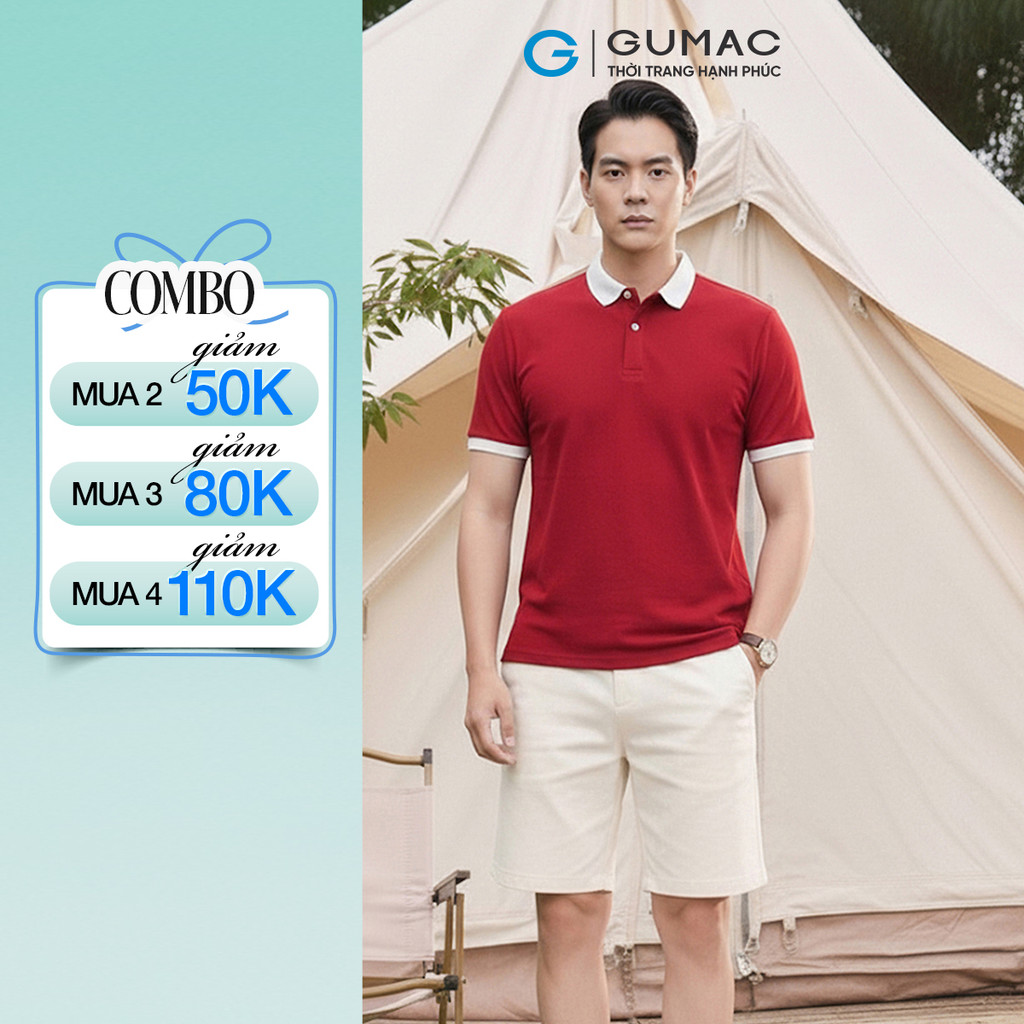 Áo Polo Nam GUMAC Form Suông Tay Ngắn Phối Màu Viền Bo Thanh Lịch LPLNF0916