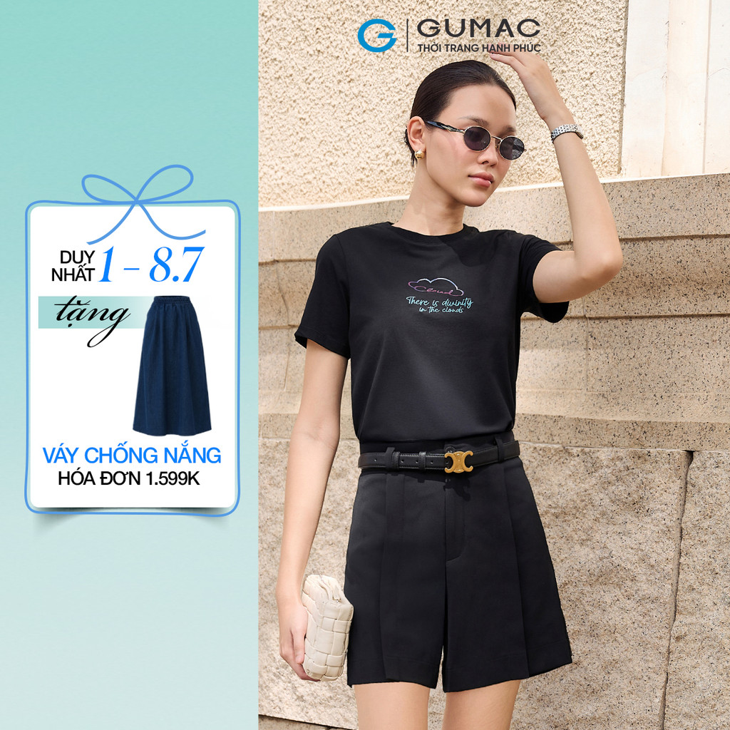 Quần Short Nữ GUMAC Form A Xếp Ly Trước Túi Sườn Chéo Hàn Đứng Form Trẻ Trung SHF04001