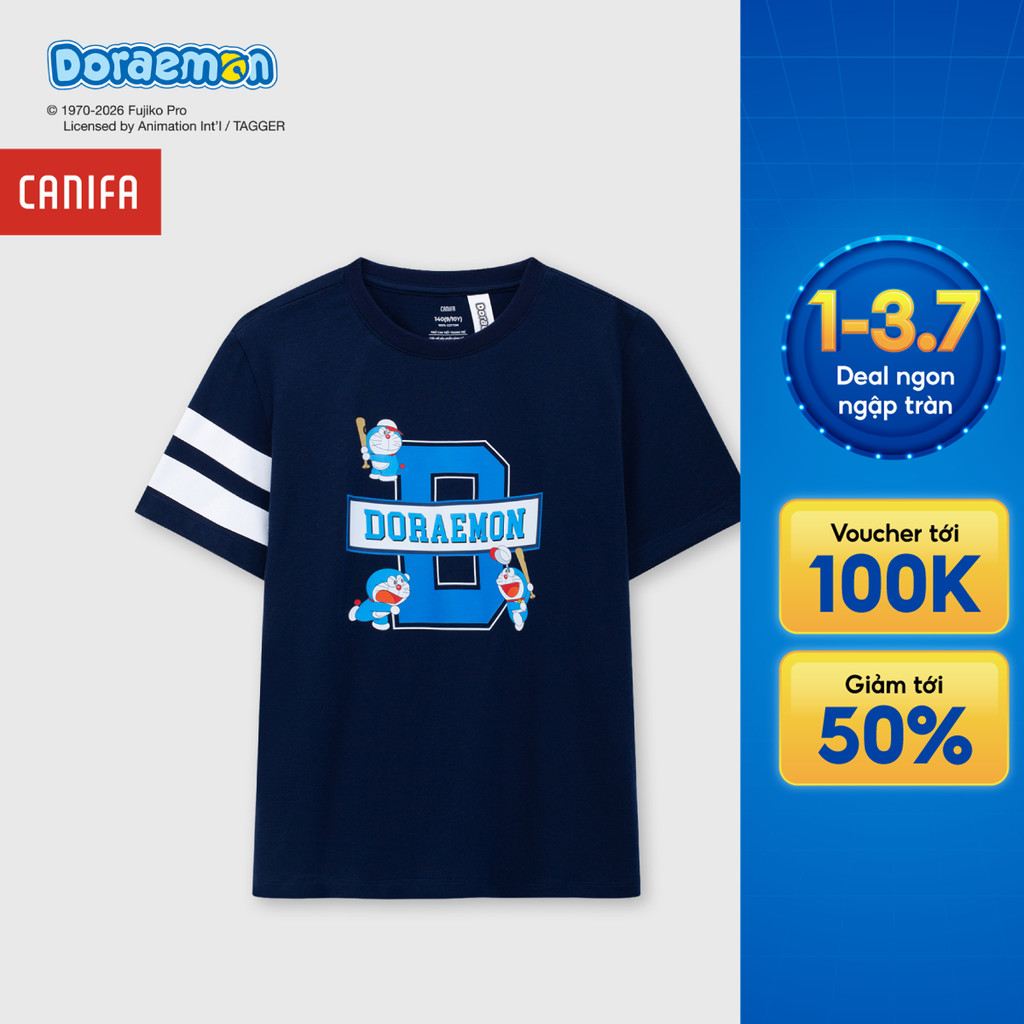 Áo phông bé trai CANIFA áo thun chất cotton USA mềm mịn đạt chứng chỉ OEKO-TEX 2 in Doraemon 2TS26S003