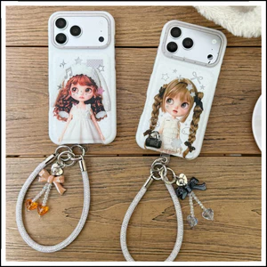 Ốp Điện Thoại Cho iPhone 17 Pro Max 16 15P IMD Craft Búp Bê Đáng Yêu Họa Tiết Cô Gái Màu Trắng Mềm TPU Chống Trầy Xước Vỏ Chống Bụi Bẩn Chống Rơi Có Dây Đeo Chống Mất Mặt Dây Chuyền