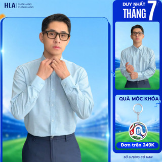 [NEW] Áo Sơ Mi Nam HLA Xanh Dương Chất Liệu Cotton Polyester Form Lịch Lãm Cao Cấp Phù Hợp Công Sở
