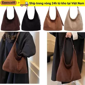 Túi ESSENCEH Da lộn Hobo, Chất liệu da lộn Túi đeo vai cổ điển màu trơn, Thời trang sức chứa lớn Thiết kế cổ điển Dây đeo vai Túi xách dung tích lớn Đi chơi thông thường