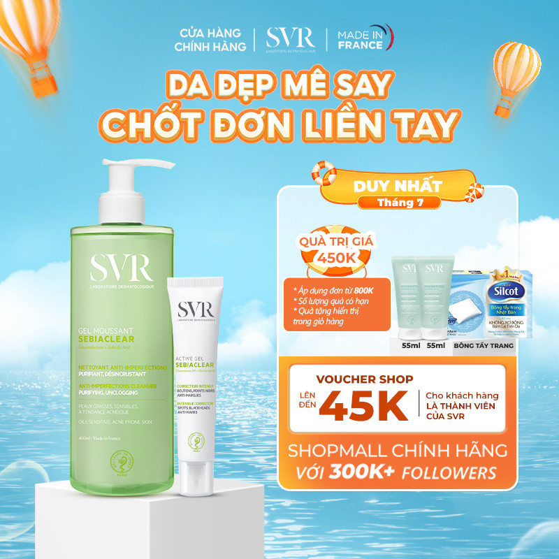 Combo SVR Sebiaclear Gel Moussant 400ML và Kem dưỡng Active Gel 40ML (CBG25)