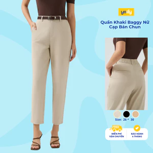 Quần Kaki Nữ YODY Khaki Dáng Baggy, Cạp Bán Chun TRA - WCCH25A037