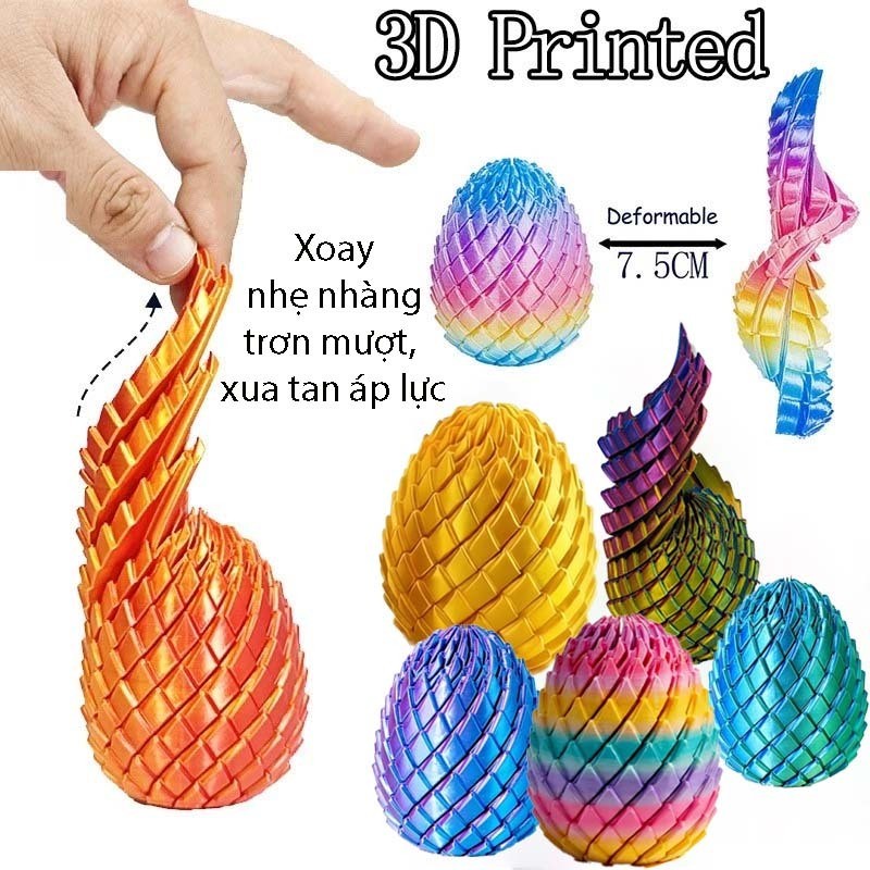 Đồ Chơi Giảm Stress Trứng Rồng In 3D Biến Hình Fidget Toys - Mèo Béo Kids Store