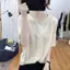 Mùa hè Plus size Ice Silk Cổ chữ V giả hai mảnh dệt kim ngắn tay kích thước lớn che phủ chất béo Giảm tuổi thon gọn hơn Áo thun phù hợp thoáng khí dành cho nữ