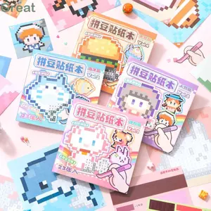 GREAT Perler Hạt Phong Cảnh Dán, Sách Tô Màu Hoạt Hình Pixel, Mini Tự Dính DIY Collage Đậu Dán Scrapbook