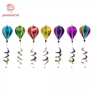 PWSSEND Rainbow Hot Air Balloon, Kích thước khổng lồ Xoay Sequins Gió Spinners, Tiệc sinh nhật Chất liệu nhựa Chiều cao 43,3 inch 4X Bóng bay Cối xay gió Đồ chơi Trang trí ngày lễ
