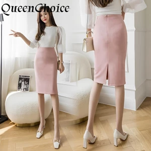Nữ Thời Trang Da Lộn Váy Bút Chì Nữ Thời Trang Chắc Chắn Cao Cấp Co Giãn Midi Bodycon Váy