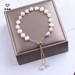 Vòng tay đính cườm ngọc trai Baroque thanh lịch dành cho phụ nữ Vòng tay có thể điều chỉnh sang trọng Trang sức ngọt ngào của cô gái thời trang Quà tặng tiệc sinh nhật [Mina]
