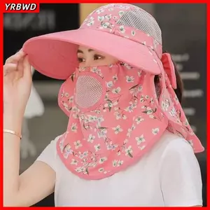 Mũ ngư dân bãi biển YRBWD, Mũ chống nắng bảo vệ cổ vành rộng, Mũ chống nắng in chống tia cực tím thoáng khí thông thường