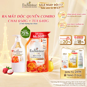 Combo Chai sữa tắm Enchanteur hương nước hoa 650g + Túi sữa tắm Charming/Gmalour 640g