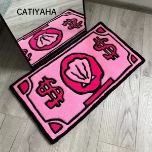 Thảm họa tiết tiền xu CATIYAHA, Thảm tiền giả Cashmere chống bẩn, Thảm thấm chống trượt mới lạ 40 * 60cm Phòng ngủ Phòng khách Thảm đầu giường