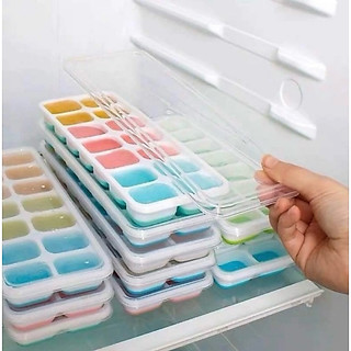 T&T0066 Khay làm đá silicon 14 ô có nắp đậy tránh bị mùi tủ lạnh an toàn đa năng