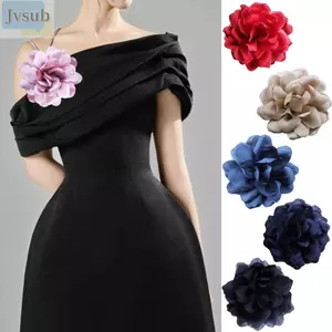JVSUB Floral Corsage, Trâm hoa trà Satin nhiều lớp 12cm, Kẹp tóc nữ Thời trang Pháp Phụ kiện váy phù hợp